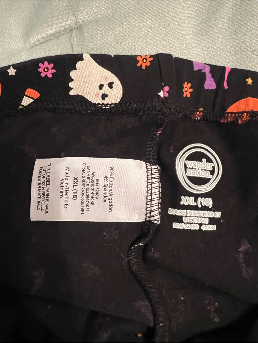 New Kids girls XXL 18 Halloween Pumpkin & Ghost Leggings - Black/Orange/Purple